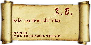 Kéry Boglárka névjegykártya